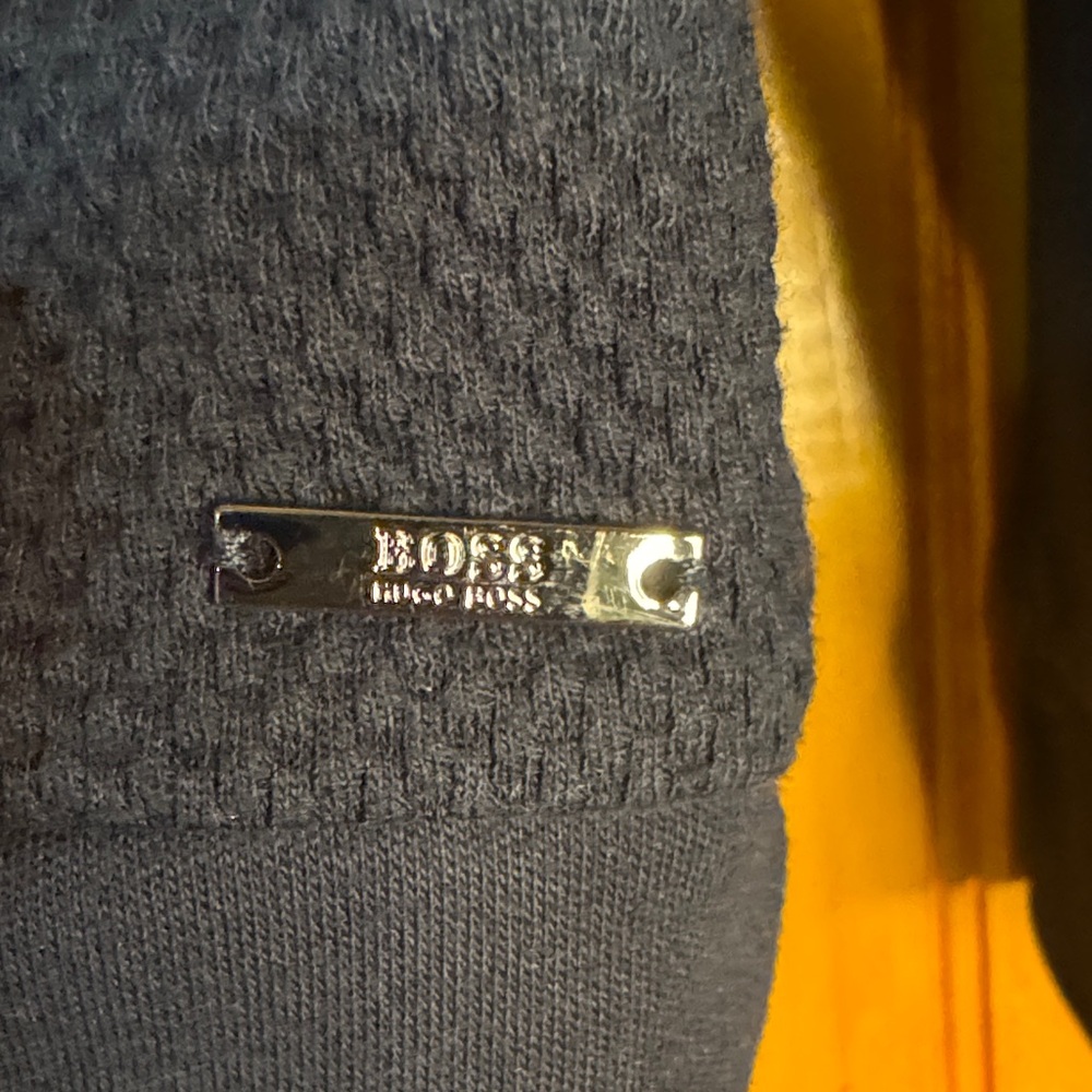 BOSS Men’s Navy Quarter-Zip Textured Sweater - Picture 10 of 12